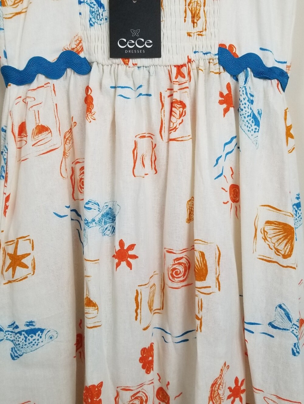 Cece Linen Blend Dress Beach Theme Size XS NWT - Picture 4 of 9